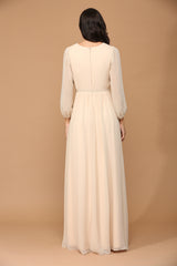 Eva USA 3410 Chiffon Balloon Sleeve Bridesmaids Dress