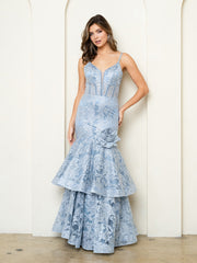 Eva USA 3507 Fit and Flare Embroidered Prom or Evening Gown