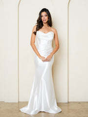 Eva USA 3526 Strapless Fit And Flare Wedding Gown In Stretch Satin