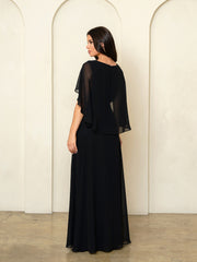 Eva USA 3536 Classic Chiffon Mother's Gown With Cape Sleeves