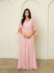 Eva USA 3536 Classic Chiffon Mother's Gown With Cape Sleeves