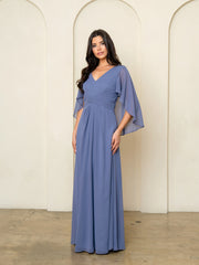 Eva USA 3536 Classic Chiffon Mother's Gown With Cape Sleeves