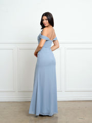 Eva USA 3537 Minimalist Classic Off The Shoulder Bridesmaid Dress In Chiffon