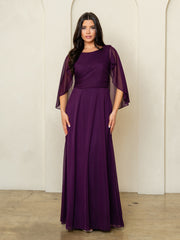 Eva USA 3539 Stretch Chiffon Mother's Gown With Cape Sleeves