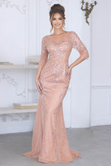 Lenovia 8369 Mesh Lace and Beaded Fitted Mother's Formal Gown