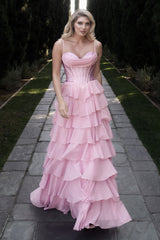 Lenovia 8501 Layered Shimmer Chiffon Formal Prom Gown