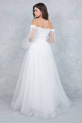 Cinderella Couture 4233 Off-The-Shoulder Lace & Illusion Wedding Gown