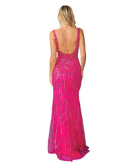 Dancing Queen 4418 Sequined Fitted Prom Gown