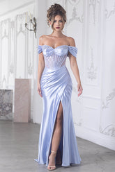 Lenovia 8403 Beaded Stretch Satin Prom Homecoming Gown