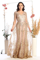 Cindy Collection 50445 Mother of the Bride Gown With Embroidered Overlay