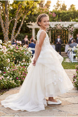 Cinderella Couture CCK-5093 Lace High Low Flower Girl Dress With Train
