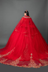 Dancing Queen 5161 Off The Shoulder Corset Quinceañera Ball Gown With Cape