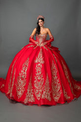 Dancing Queen 5161 Off The Shoulder Corset Quinceañera Ball Gown With Cape