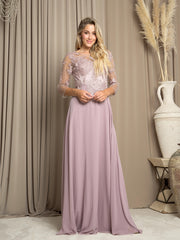 Eva USA 5164 Mother Of The Bride Chiffon And Lace Gown With Sleeves