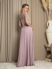 Eva USA 5164 Mother Of The Bride Chiffon And Lace Gown With Sleeves