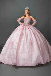 Dancing Queen 5173 Strapless Corset Sparkle Tulle Quinceañera Ball Gown