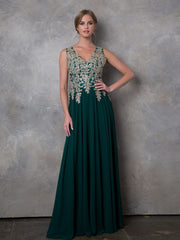 Eva USA style 5233 mother of the bride gown in hunter green.