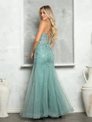 Eva USA 5257 Fit and Flare Lace Tulle Prom Gown