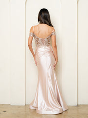 Eva USA 5291 Satin Fit and Flare Evening Gown