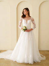 Eva USA 5293 A-line Tulle And Lace Wedding Gown With Sleeves