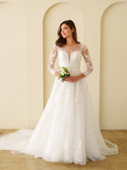 Eva USA 5293 A-line Tulle And Lace Wedding Gown With Sleeves