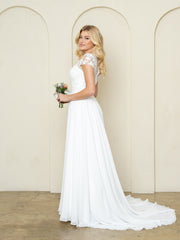 Eva USA 5301 Minimalist Chiffon and Lace Bridal Gown