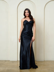 Eva USA 5310 Stretch Satin Fitted Prom or Evening Gown