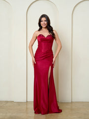 Eva USA 5310 Stretch Satin Fitted Prom or Evening Gown