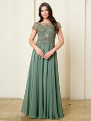 Eva USA 5316 Lace & Chiffon Mother's Gown With Cap Sleeves