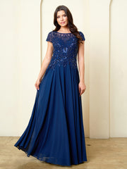 Eva USA 5316 Lace & Chiffon Mother's Gown With Cap Sleeves