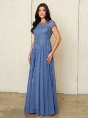 Eva USA 5316 Lace & Chiffon Mother's Gown With Cap Sleeves