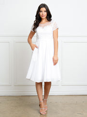 Eva USA 5319 Knee Length Informal Wedding Dress In Chiffon & Lace