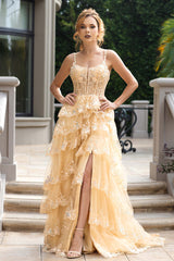 Lenovia 8372 Layered Lace Formal Prom Gown With Corset Bodice