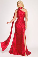 Lenovia 8393 Stretch Satin Rhinestone Uni-strap Formal Bridesmaid Dress