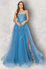 Cinderella Couture 8031J Lace & Tulle Prom Gown With Strappy Open Back