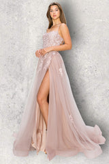 Cinderella Couture 8031J Lace & Tulle Prom Gown With Strappy Open Back
