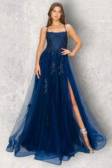 Cinderella Couture 8031J Lace & Tulle Prom Gown With Strappy Open Back