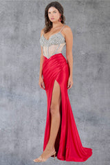 Cinderella Couture 8171-J Satin and Crystal Formal Prom Gown