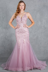 Cinderella Couture 8178-J Tulle and Lace Mermaid Prom Gown