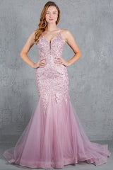 Cinderella Couture 8178-J Tulle and Lace Mermaid Prom Gown