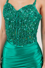 Cinderella Couture #8334J Satin Fitted Formal Prom Gown