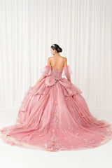 Cinderella Couture 8385J Glittered Tulle Quinceanera Gown With Train