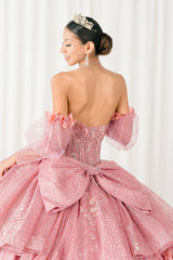 Cinderella Couture 8385J Glittered Tulle Quinceanera Gown With Train