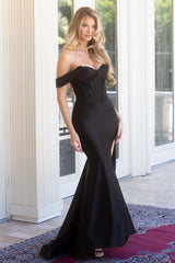 Lenovia 8522 Off the Shoulder Satin Formal Prom Gown With Corset