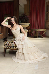 Lenovia 8501 Layered Shimmer Chiffon Formal Prom Gown