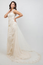 Cinderella Couture 8506J Beaded Lace & Illusion Wedding Gown