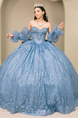 Cinderella Couture 8565JQ Strapless Quinceanera Gown In Shimmering Tulle