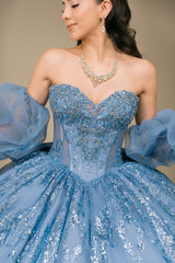 Cinderella Couture 8565JQ Strapless Quinceanera Gown In Shimmering Tulle