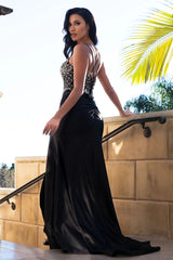 Lenovia 8479 Crystal Embellished Sateen Formal Prom Gown