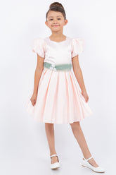Cinderella Couture CCK-9159 Puff Sleeve Short Satin Flower Girl Dress